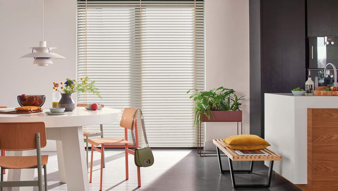 venetian blinds white kitchen