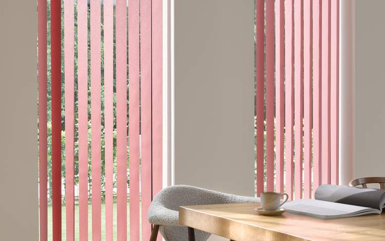 Red venetian vertical blinds