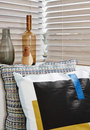 Patterned bedroom cushions